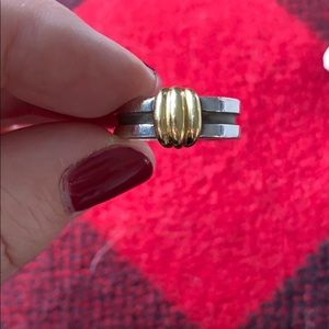 Tiffany sterling ring with gold accent ; size 8